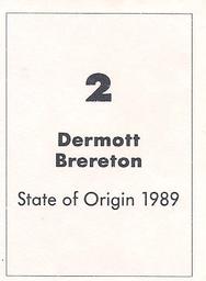 1990 Select AFL Stickers #2 Dermott Brereton Back